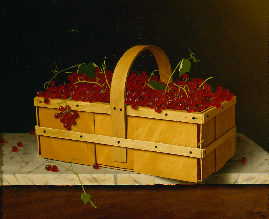 A Wooden Basket of Catawba Grapes